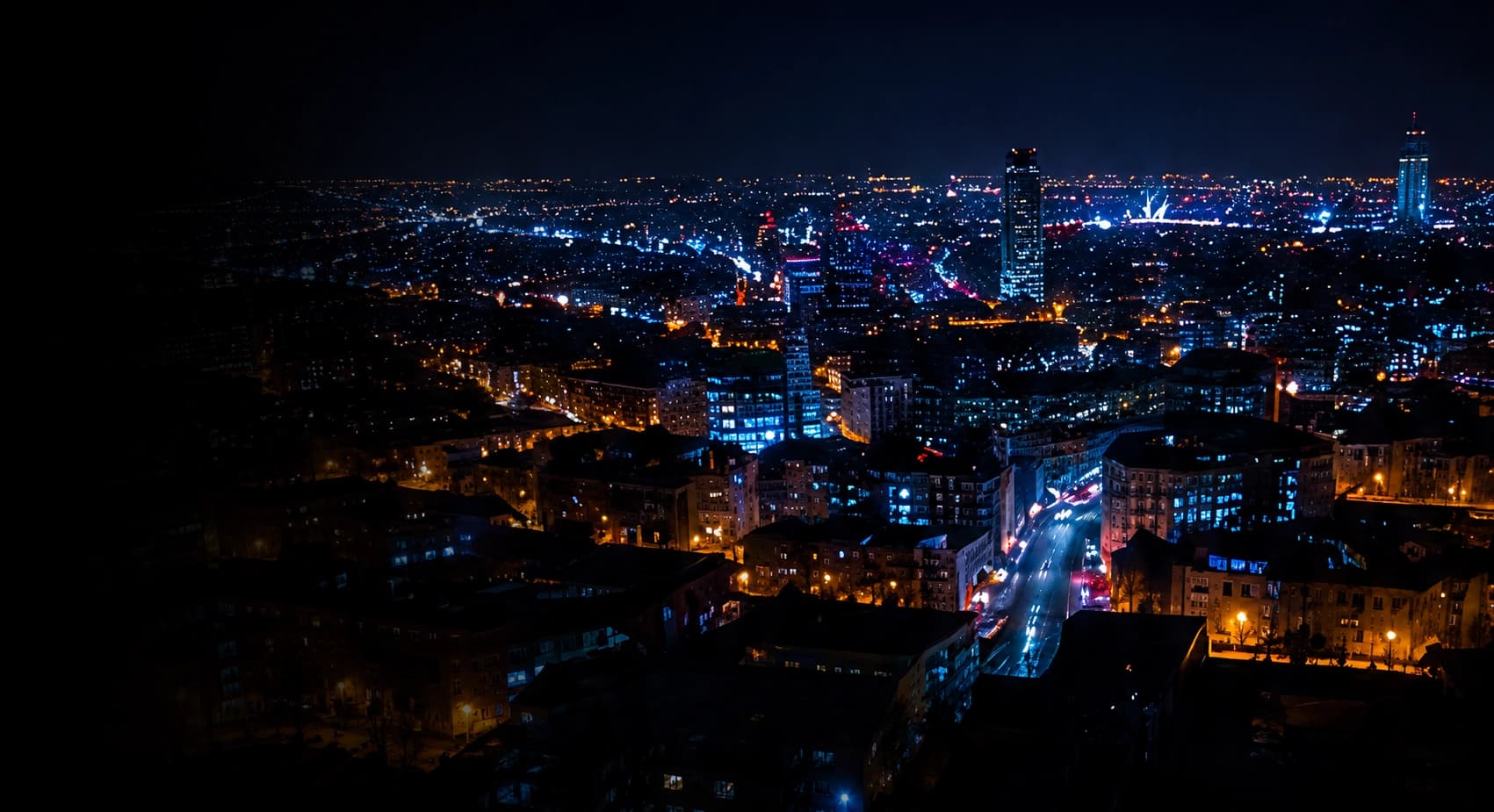 Sheffield skyline at night — Empire coverage area